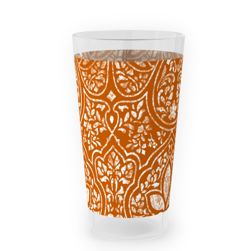 Rajkumari Batik - Spice and White Outdoor Pint Glass, Orange