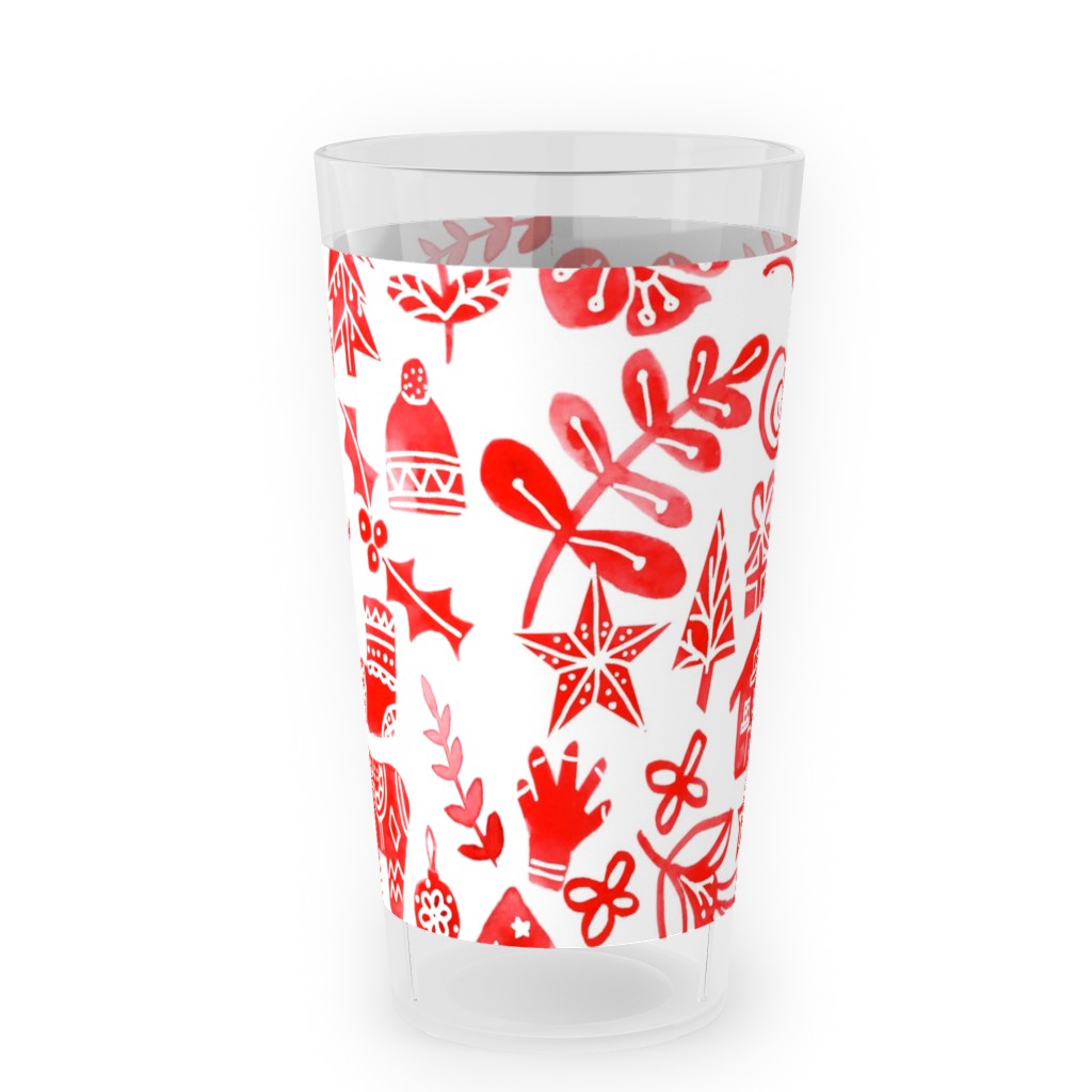 Red Christmas Outdoor Pint Glass, Red
