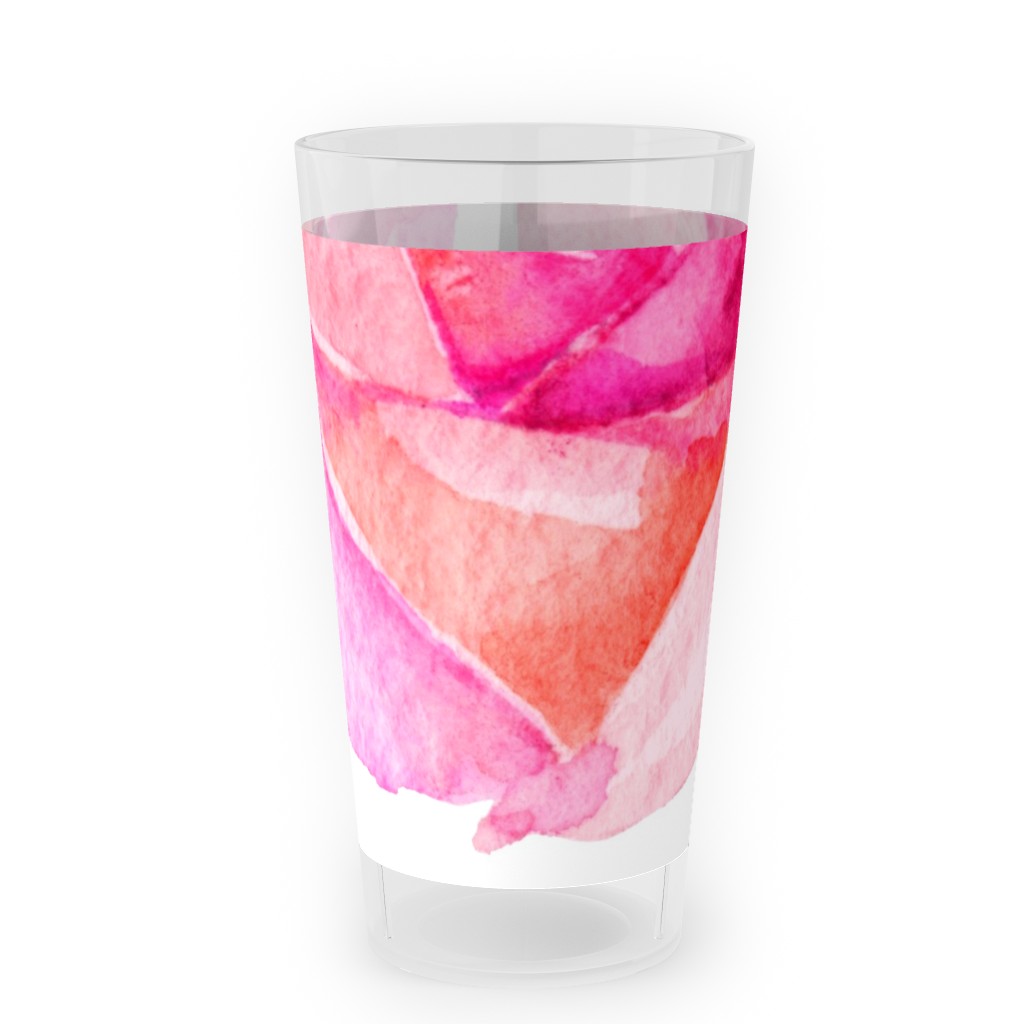 Spring Peonies, Roses, and Poppies - Pink Outdoor Pint Glass, Pink