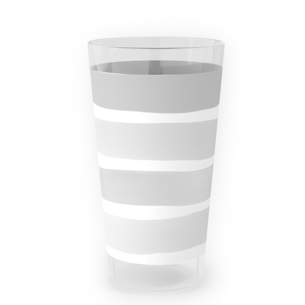Imperfect Watercolor Stripes Outdoor Pint Glass, Gray
