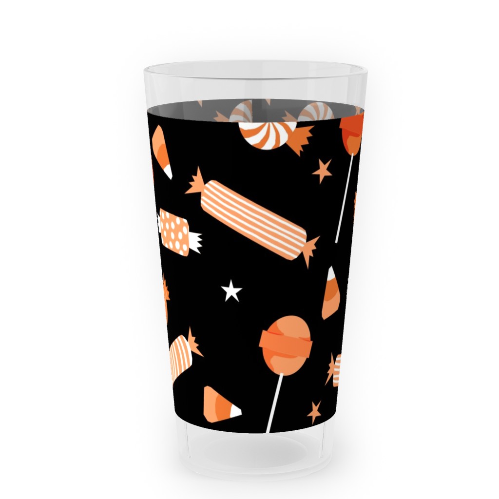 Halloween Candy - Orange and Black Outdoor Pint Glass, Black