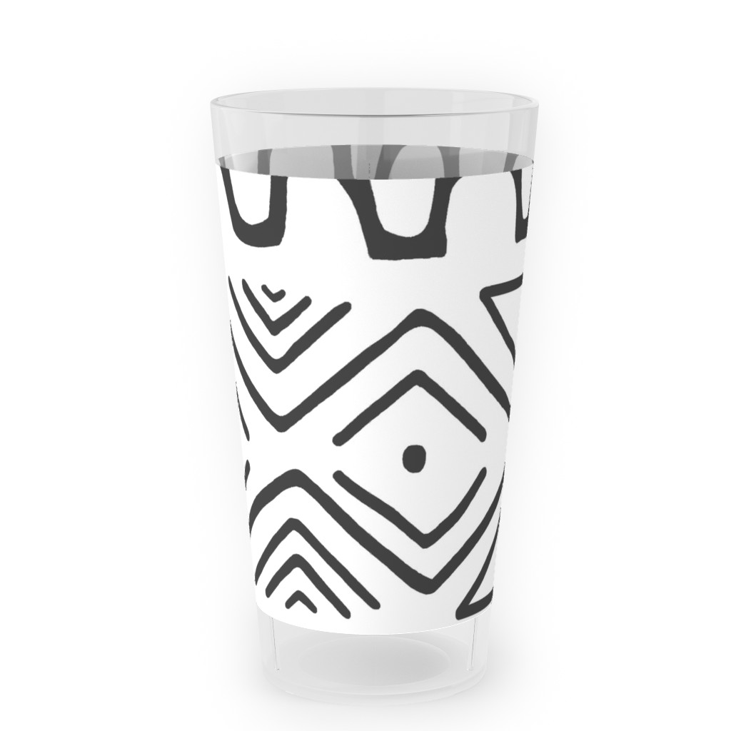 Mud Cloth - White Outdoor Pint Glass, White