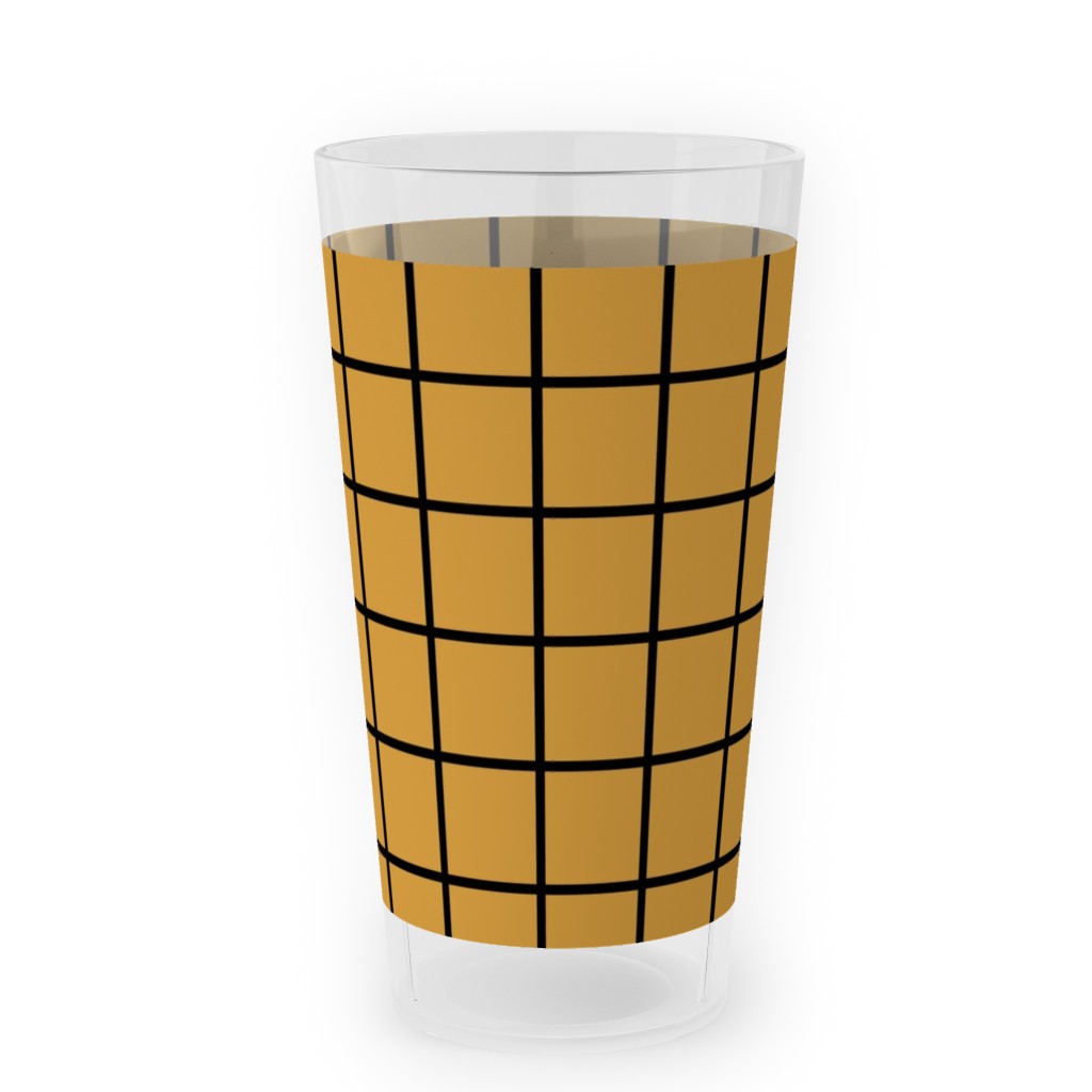Square Grid Outdoor Pint Glass, Brown