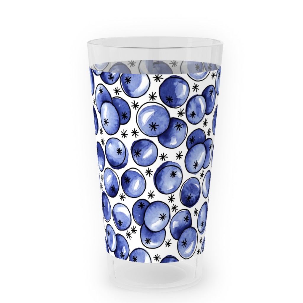 Watercolor Blueberries Outdoor Pint Glass, Blue