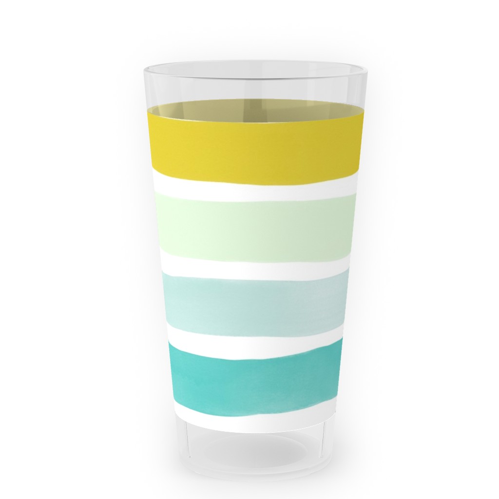 Imperfect Watercolor Stripes Outdoor Pint Glass, Multicolor