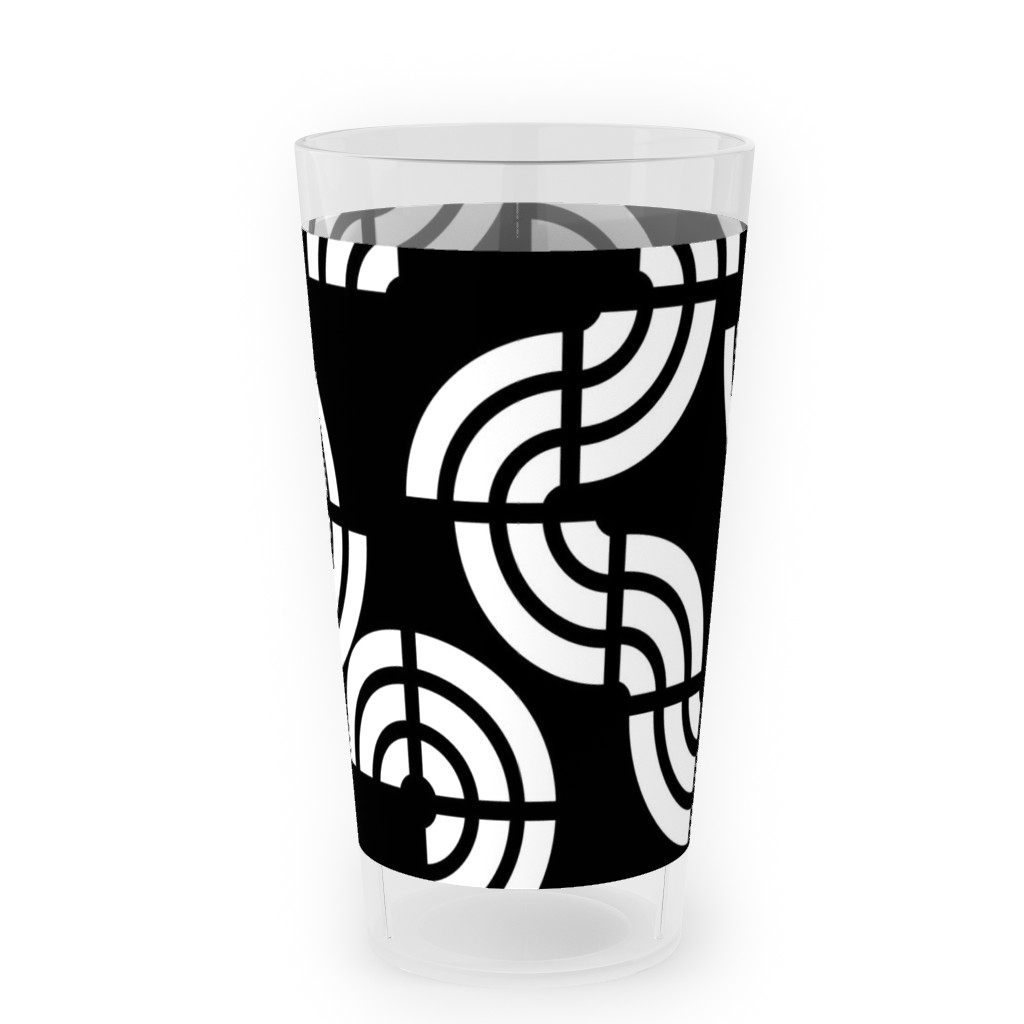 Beethoven - Black and White Outdoor Pint Glass, Black