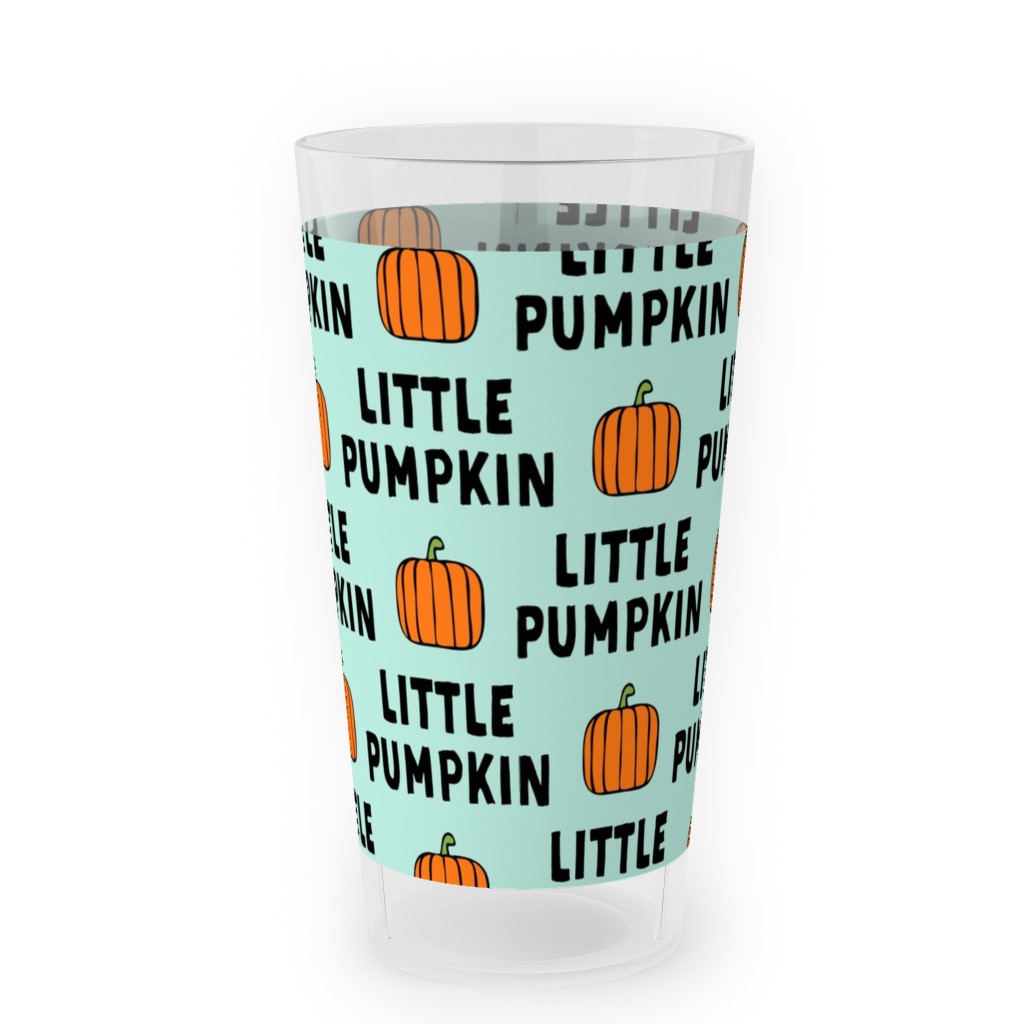 Little Pumpkin - Halloween - Aqua Outdoor Pint Glass, Green