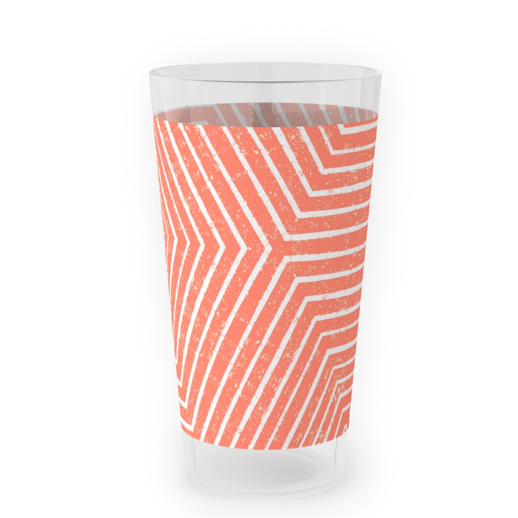 Concentric Hexagons Outdoor Pint Glass, Orange