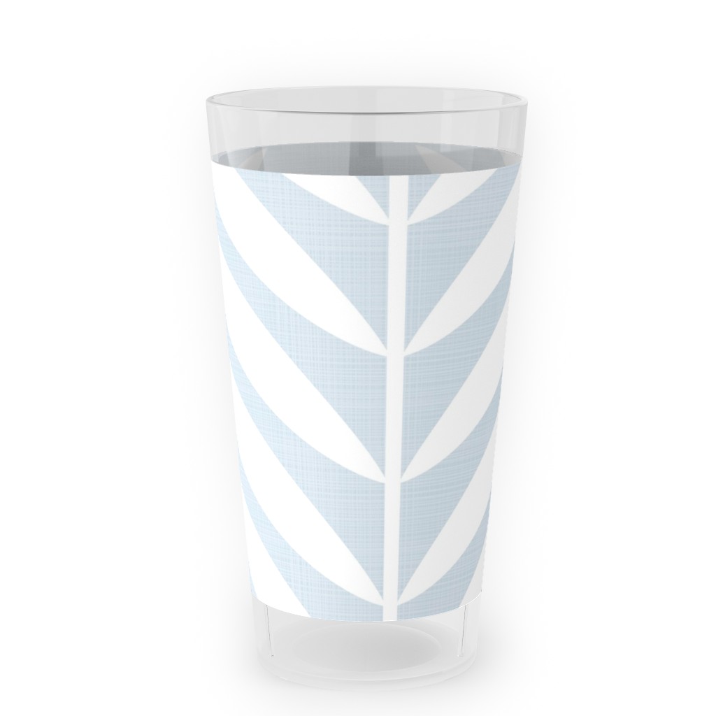 Laurel Leaf Stripe - Light Blue Outdoor Pint Glass, Blue