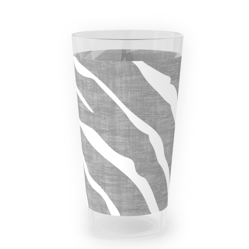 Zebra Texture - Gray Outdoor Pint Glass, Gray