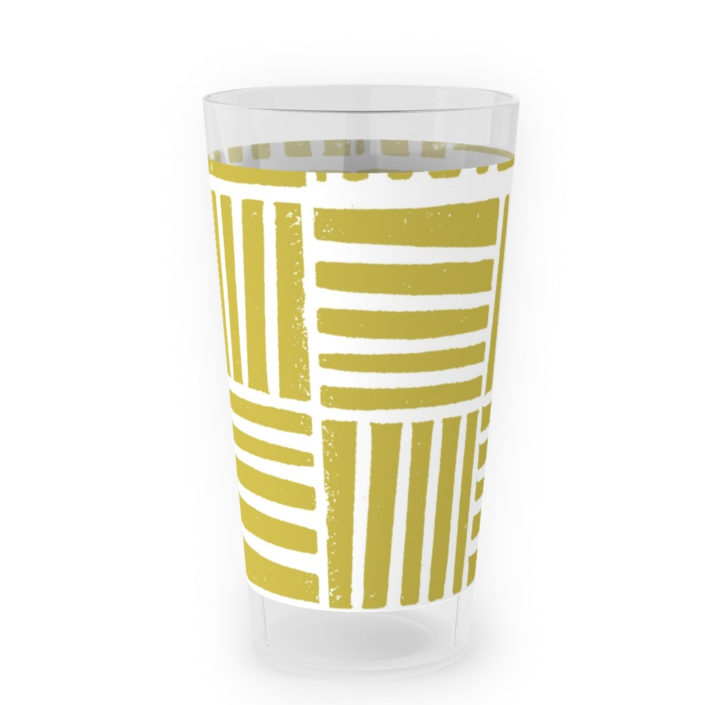 Thatch Stripe Grid - Yellow Outdoor Pint Glass, Yellow