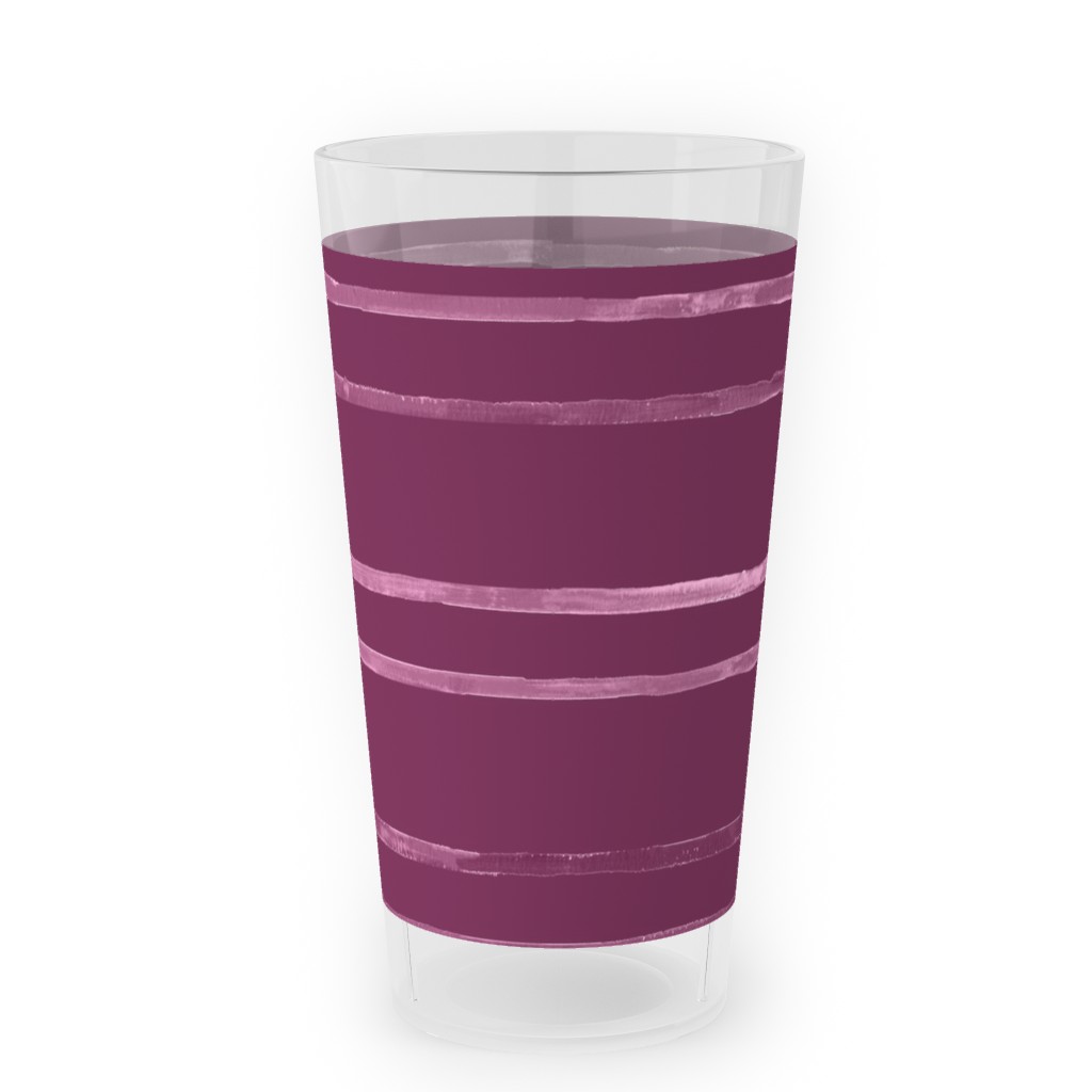 Take Flight Stripe - Rasberry Outdoor Pint Glass, Purple
