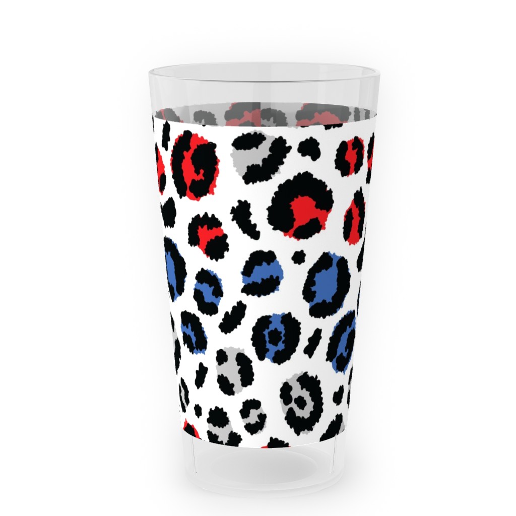 Patriotic Leopard Outdoor Pint Glass, Multicolor