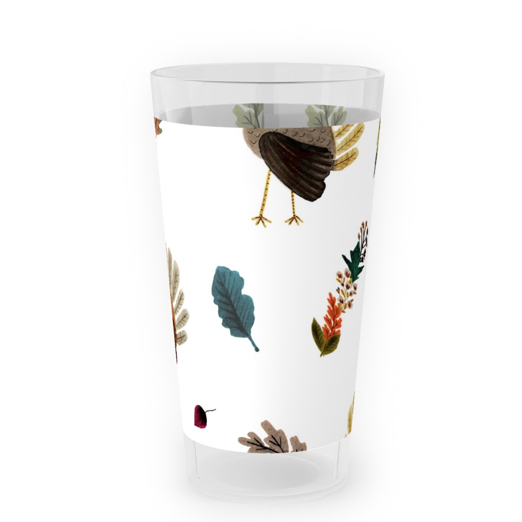 Fall Thanksgiving Turkeys on White Outdoor Pint Glass, White