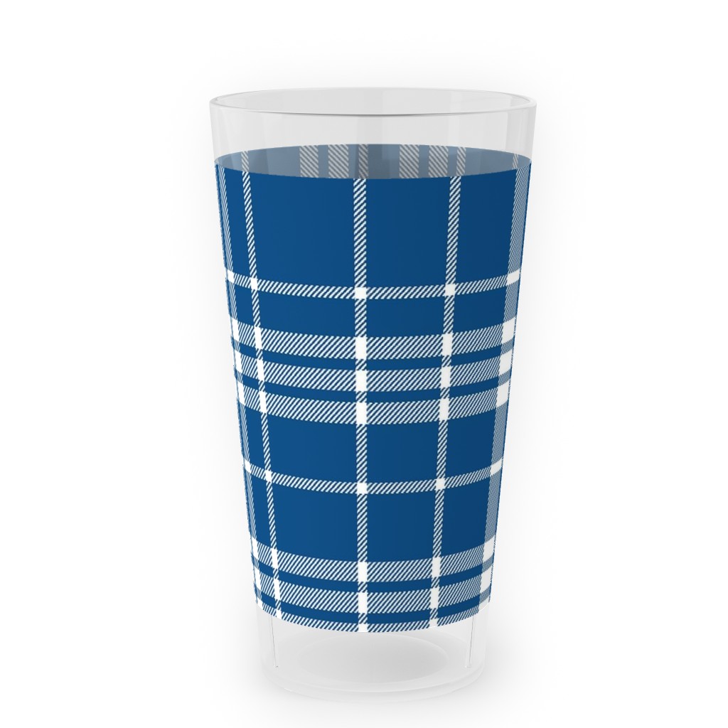 Tartan Check Outdoor Pint Glass, Blue