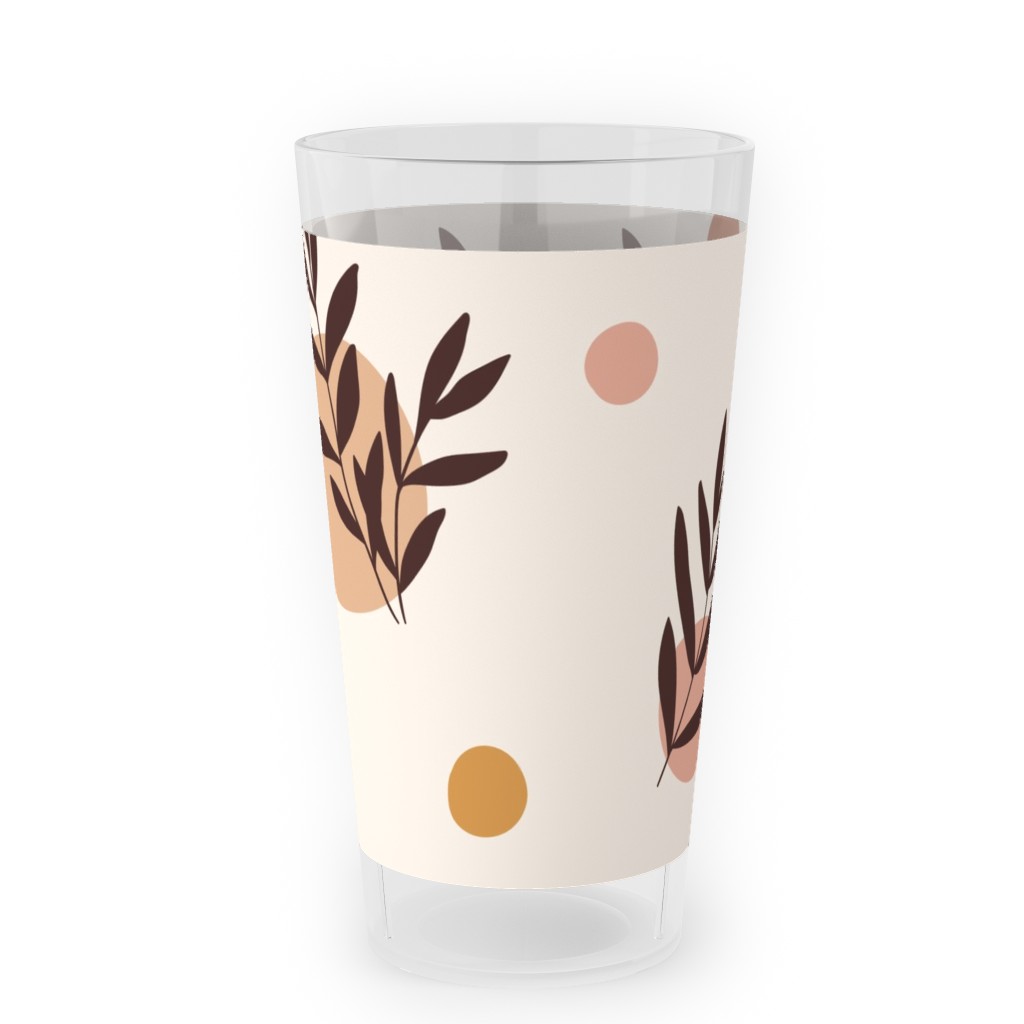 Abstraction and Tropical Leaves - Light Outdoor Pint Glass, Beige