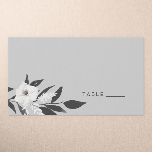 Evening Flower Wedding Place Card, Grey, Placecard, Matte, Signature Smooth Cardstock