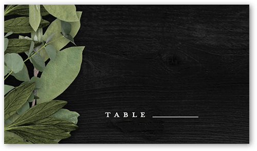 Lit Foliage Wedding Place Card, Black, Placecard, Matte, Signature Smooth Cardstock