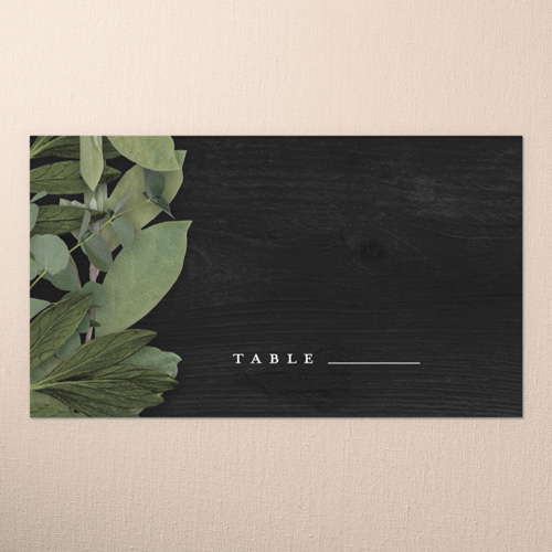 Lit Foliage Wedding Place Card, Black, Placecard, Matte, Signature Smooth Cardstock, Black