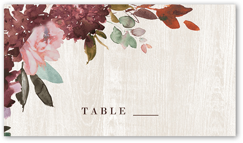 Muted Florals Wedding Place Card, Red, Placecard, Matte, Signature Smooth Cardstock