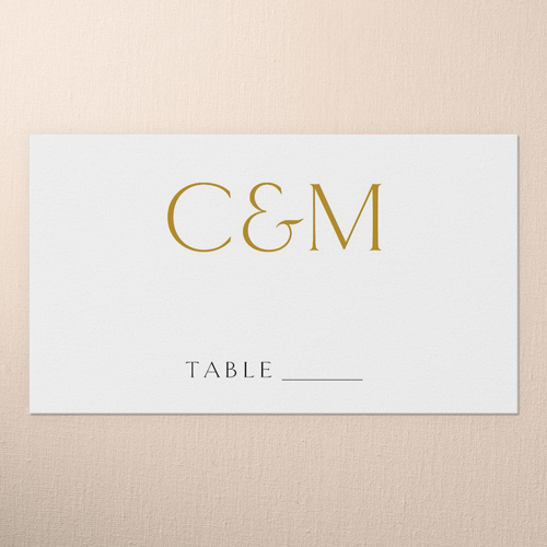 Gleaming Headline Wedding Place Card, White, Placecard, Matte, Signature Smooth Cardstock, White