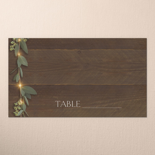 Laced Laurels Wedding Place Card, Brown, Placecard, Matte, Signature Smooth Cardstock