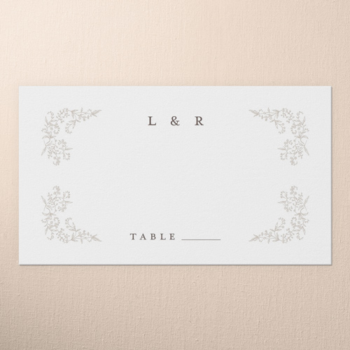 Delicate Florals Wedding Place Card, White, Placecard, Write Your Own Greeting, Matte, Signature Smooth Cardstock