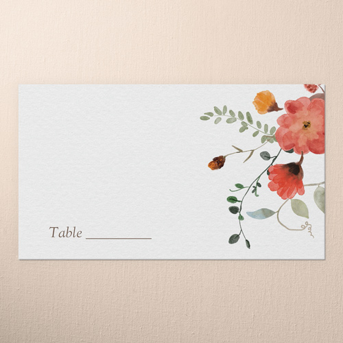 Tranquil Flowers Wedding Place Card, White, Placecard, Matte, Signature Smooth Cardstock