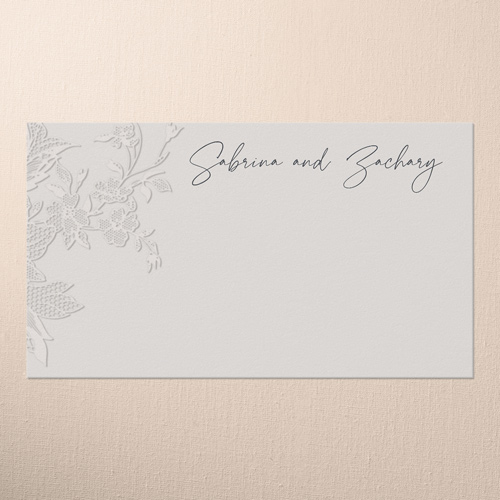 Lace Shadow Wedding Place Card, Gray, Placecard, Matte, Signature Smooth Cardstock