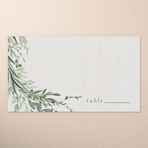 Elegant Fronds Wedding Place Card, White, Placecard, Matte, Signature Smooth Cardstock, White