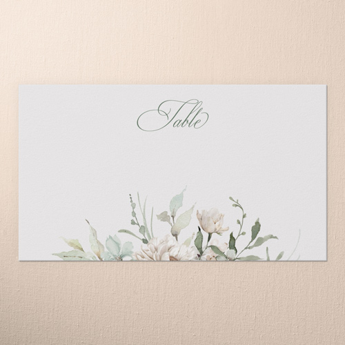 Monogram Bouquet Wedding Place Card, White, Placecard, Matte, Signature Smooth Cardstock, White