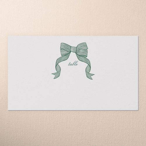 Classical Bow Wedding Place Card, Green, Placecard, Matte, Signature Smooth Cardstock, Spruce
