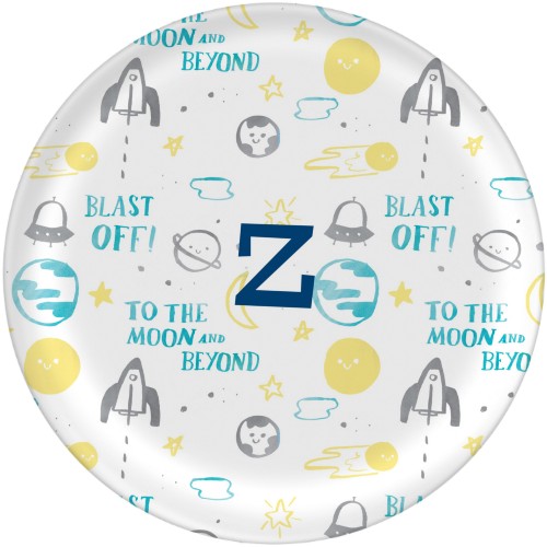 Moon And Stars Blast Off Plate, 10x10, Blue