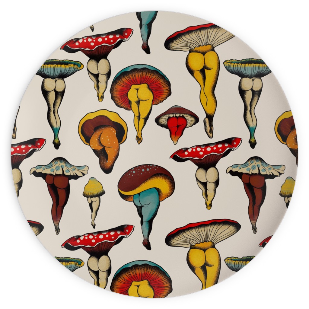 Sexy Mushrooms Plates, 10x10, Multicolor