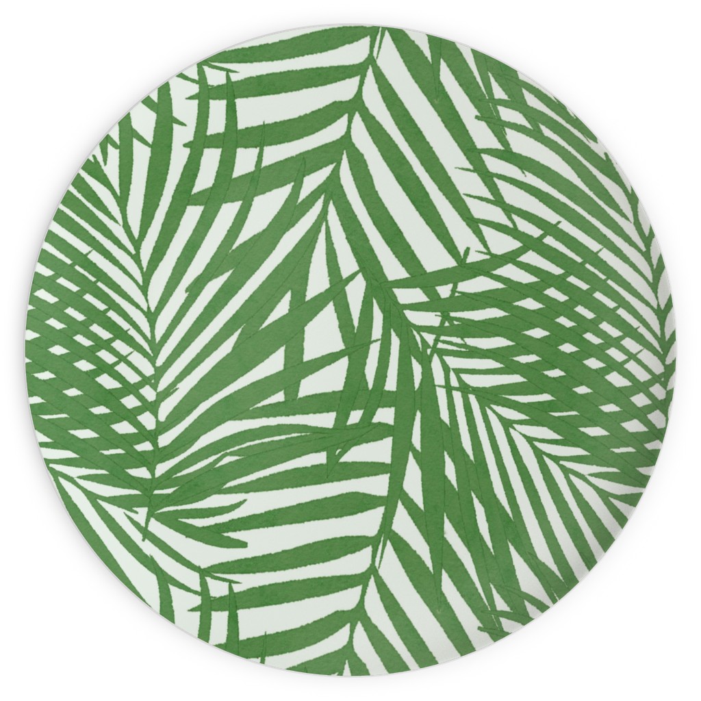 Watercolor Fronds - Green Plates, 10x10, Green, Classic Green