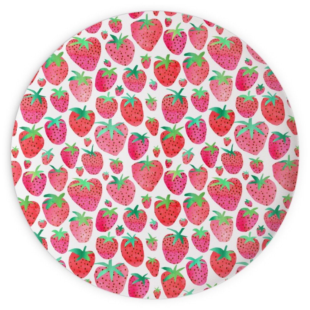 Strawberries - Pink Plates, 10x10, Pink