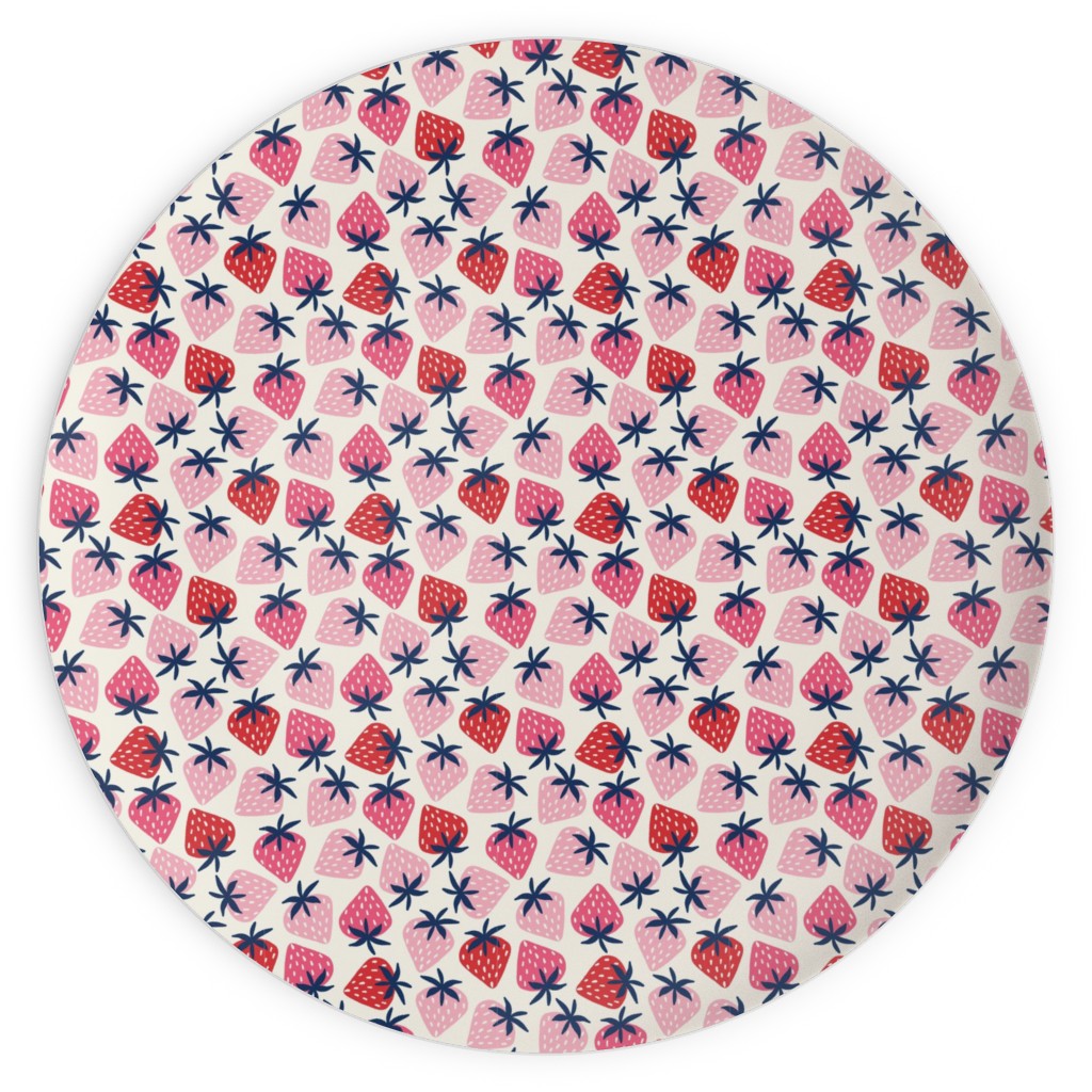 Strawberries - Pink and Red Plates, 10x10, Pink