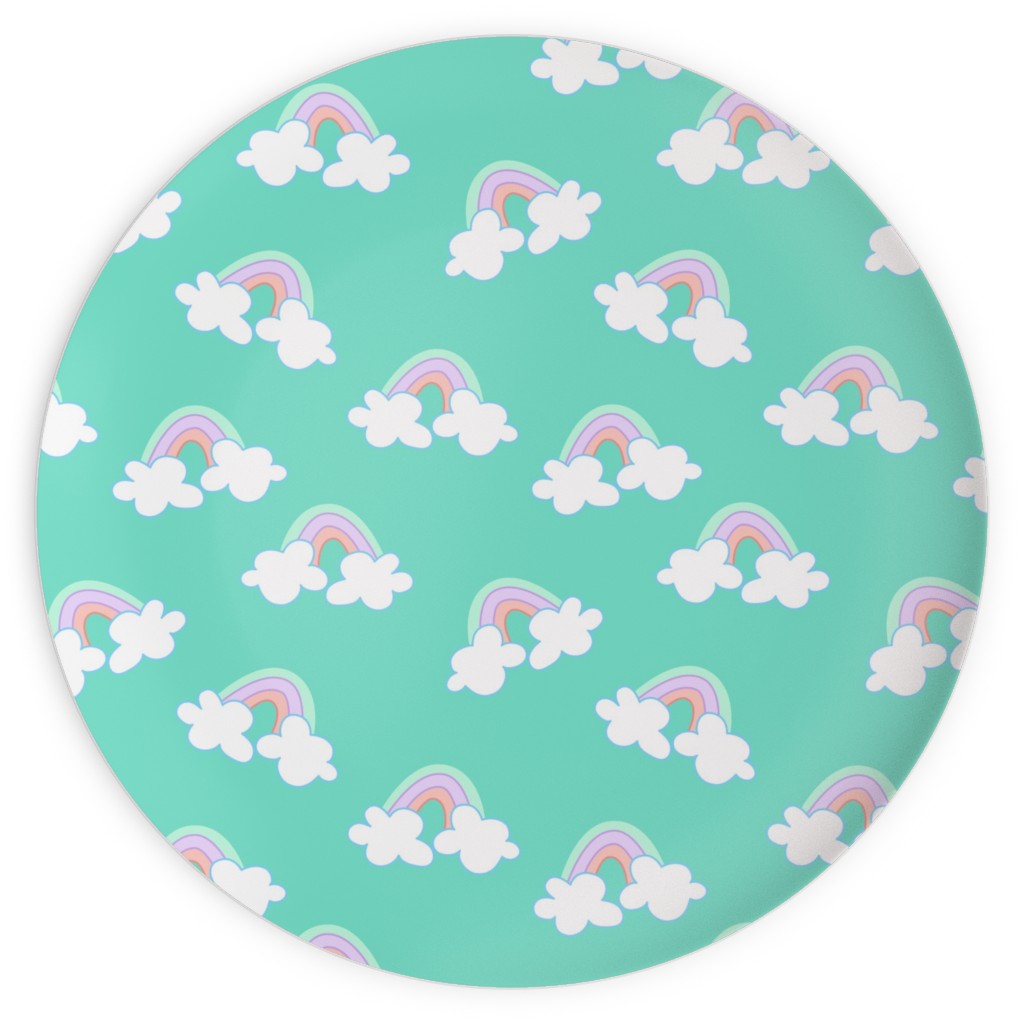 Nicola Unicorn Rainbows Plates, 10x10, Green