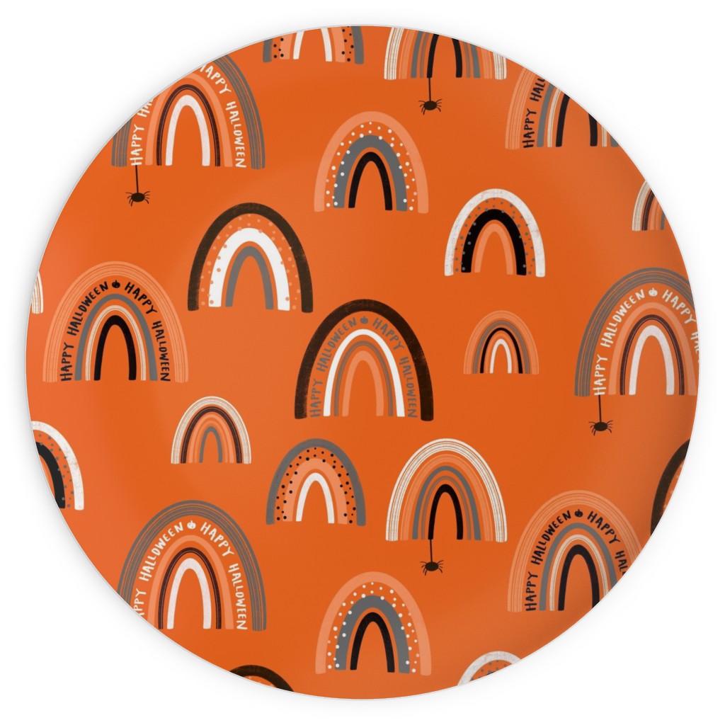 Happy Halloween Rainbows - Orange Plates, 10x10, Orange