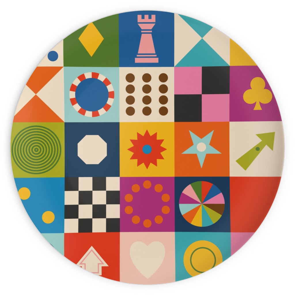 Game Cupboard Plates, 10x10, Multicolor
