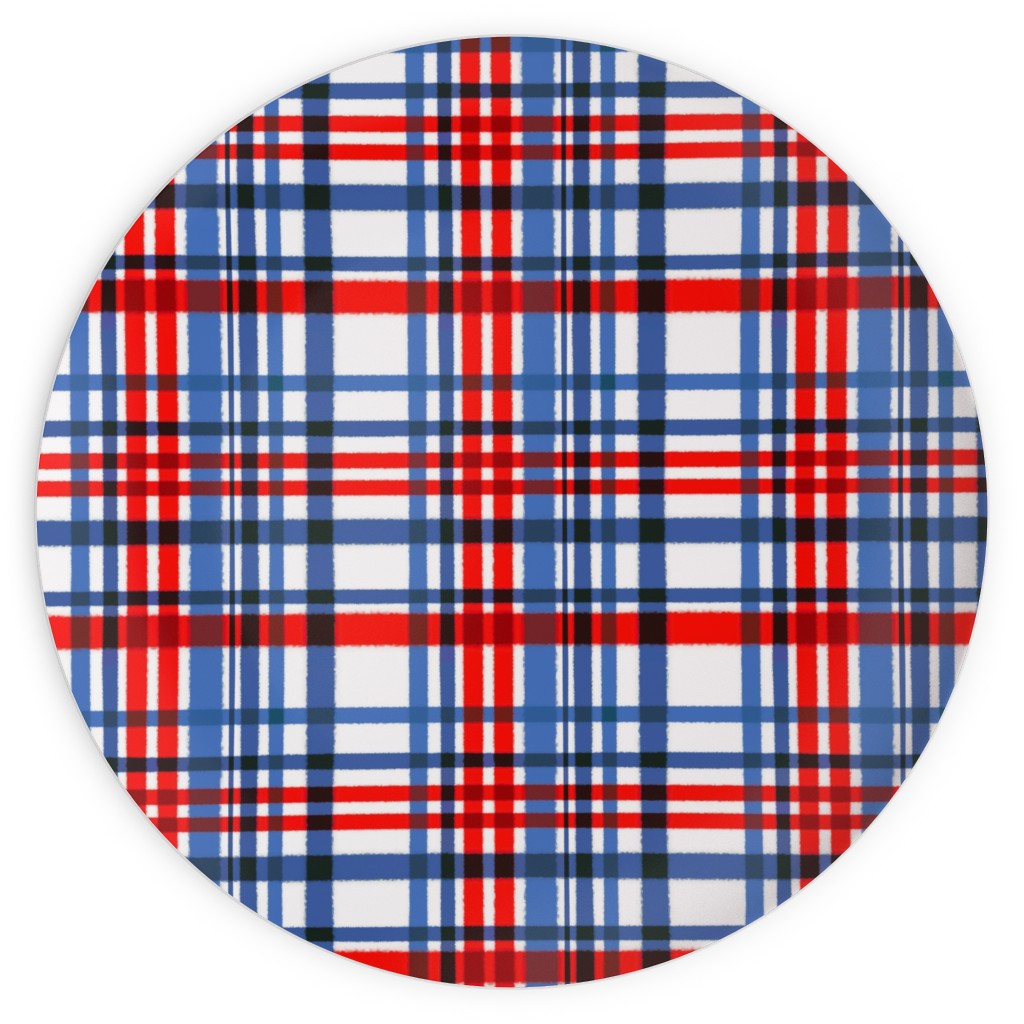 Intricate Plaid Plates, 10x10, Blue, Red