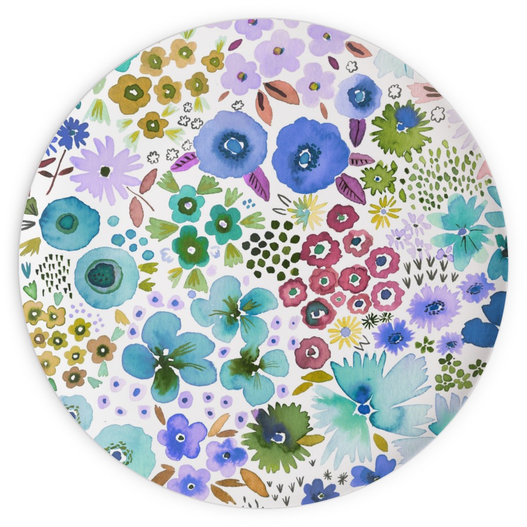 Artful Little Flowers - Multi Plates, 10x10, Multicolor