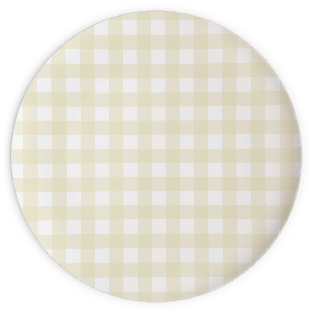 Gingham Check Plates, 10x10, Yellow, Cream