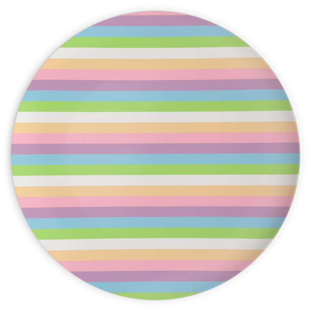 Multi Colored Stripes - Pastel Plates, 10x10, Multicolor