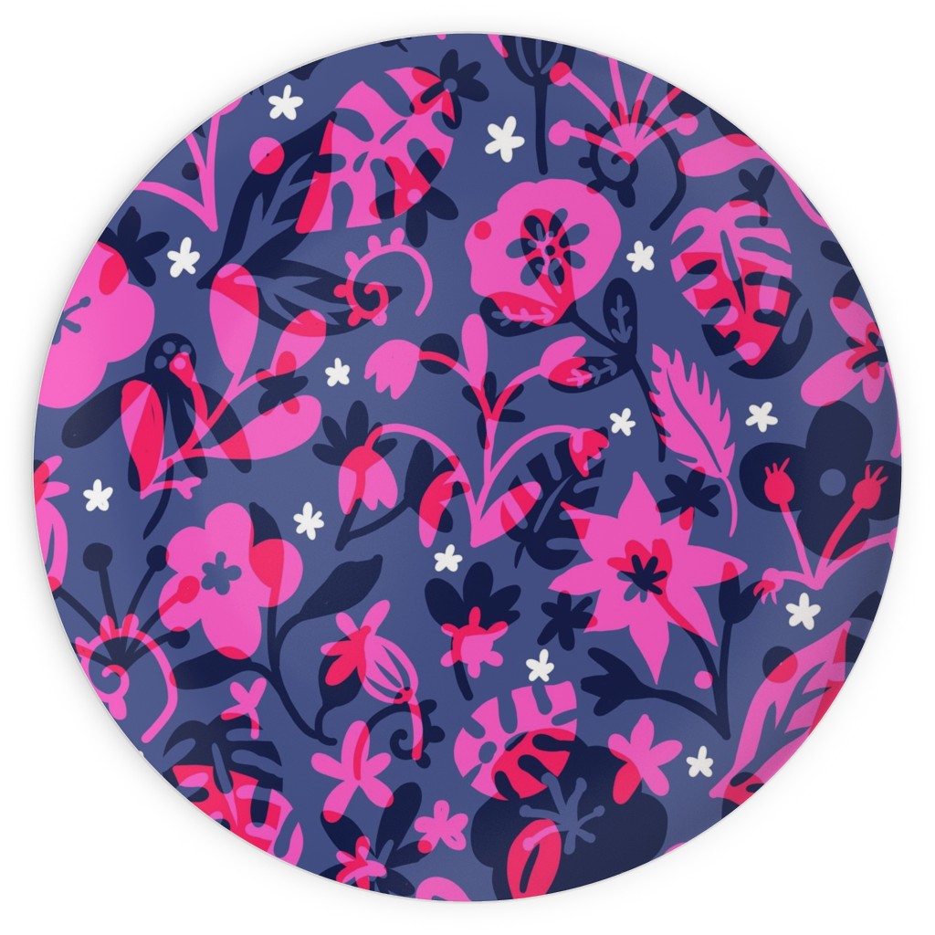Tropical Floral - Fuchsia Plates, 10x10, Pink