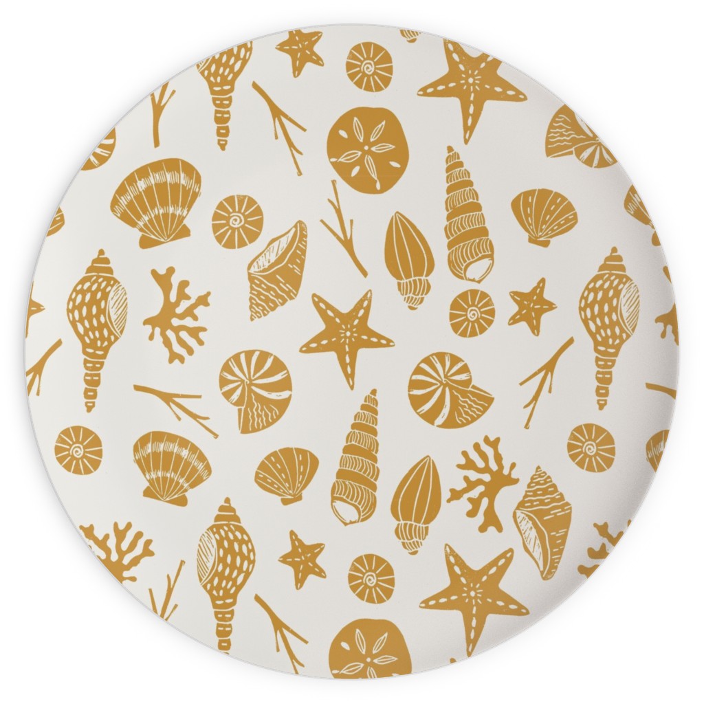 Seashells - Gold Plates, 10x10, Yellow