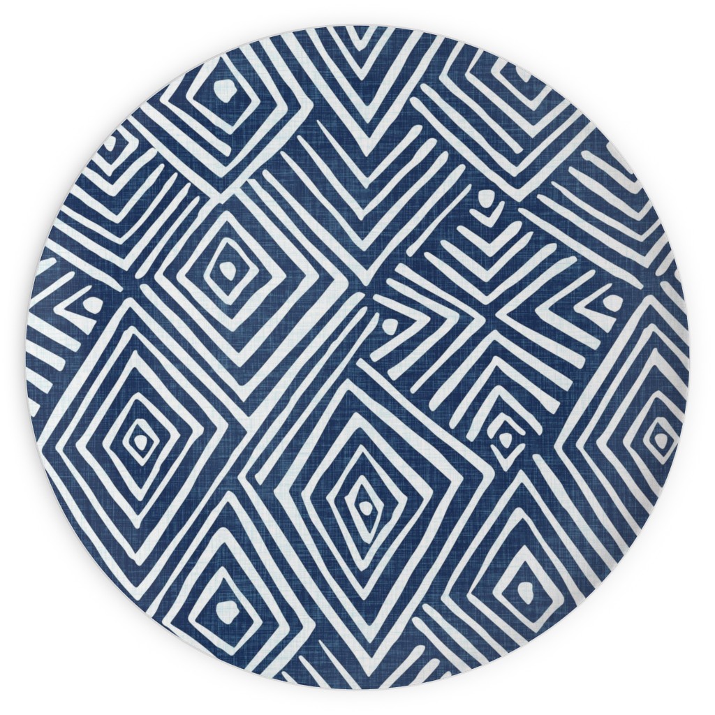 Diamond Mud Cloth -Blue Plates, 10x10, Blue, True Blue
