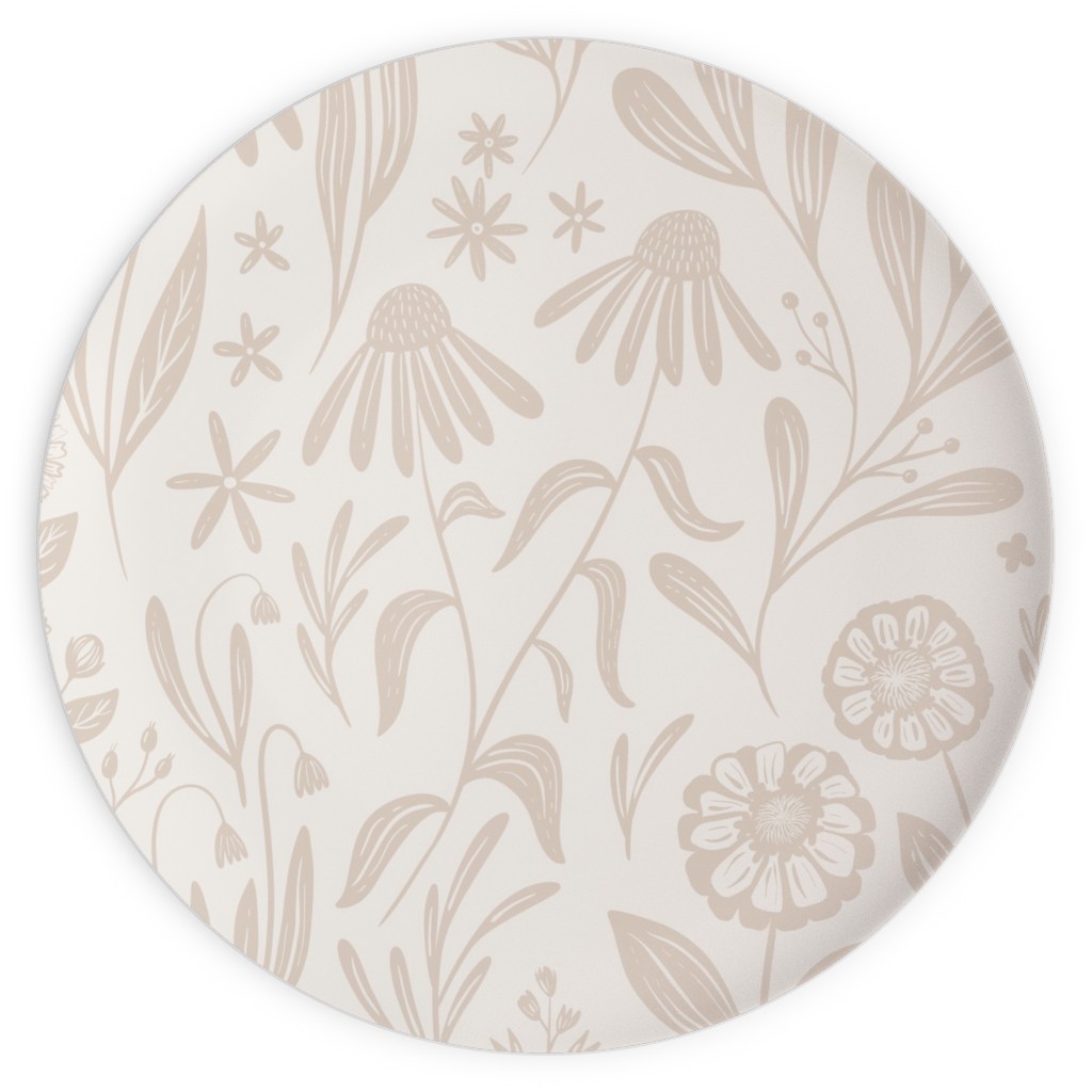 Wildflowers - Tan and Cream Plates, 10x10, Beige, Pearl