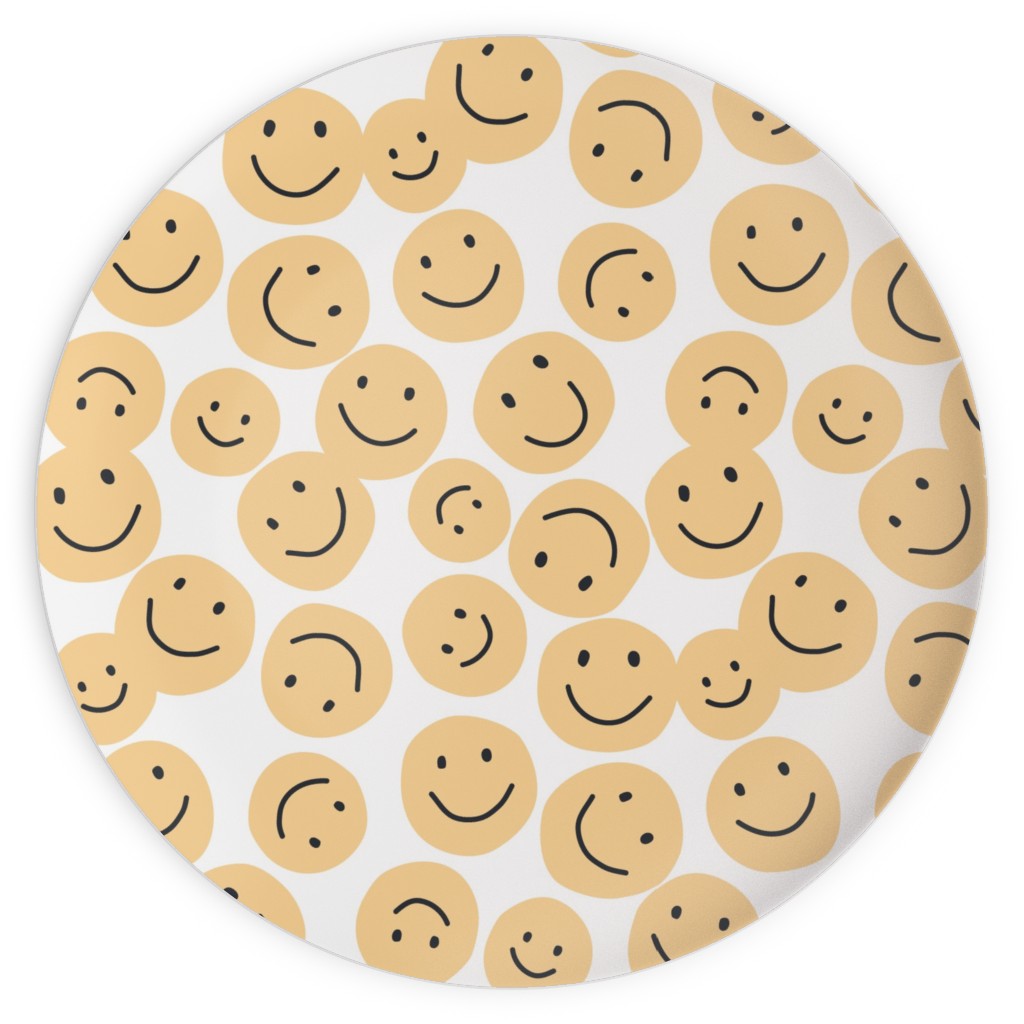 Happy Smiley Faces - Yellow Plates, 10x10, Yellow