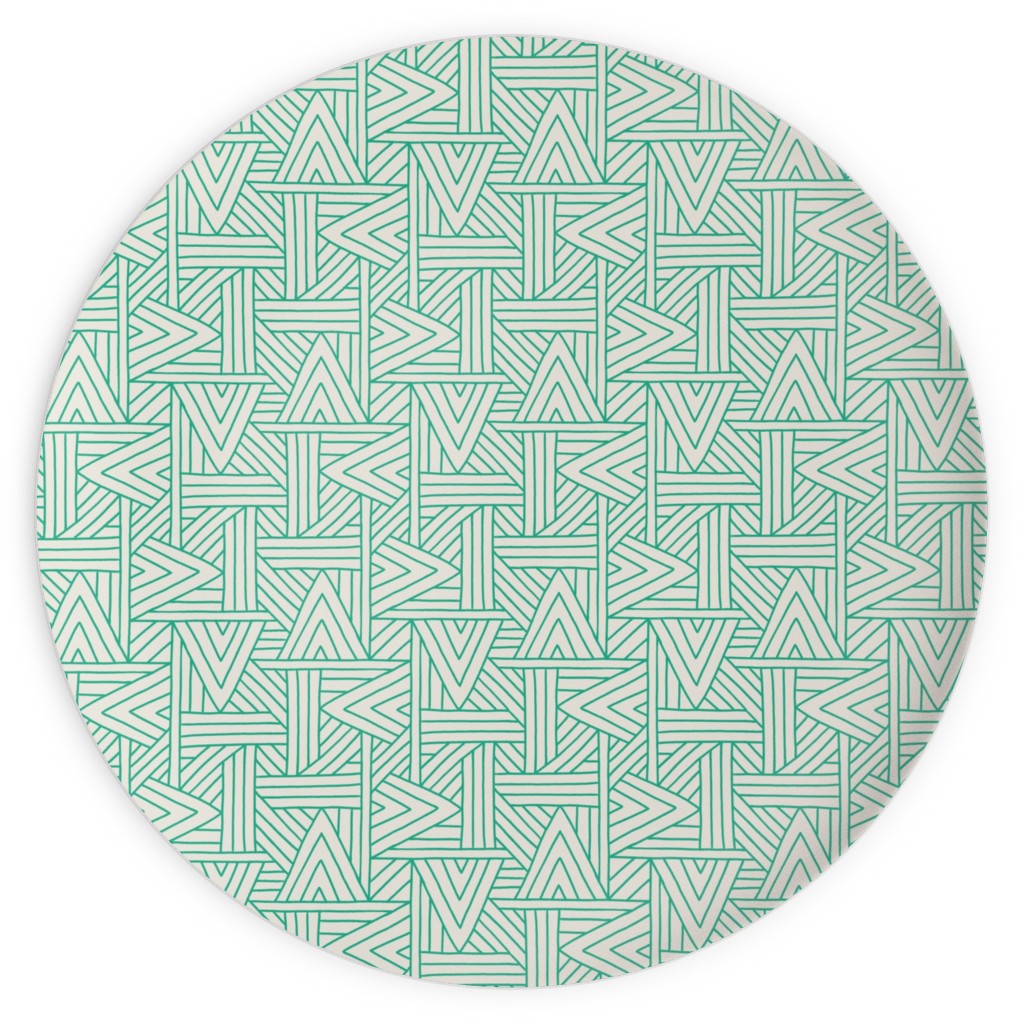 Angles - Green on White Plates, 10x10, Green